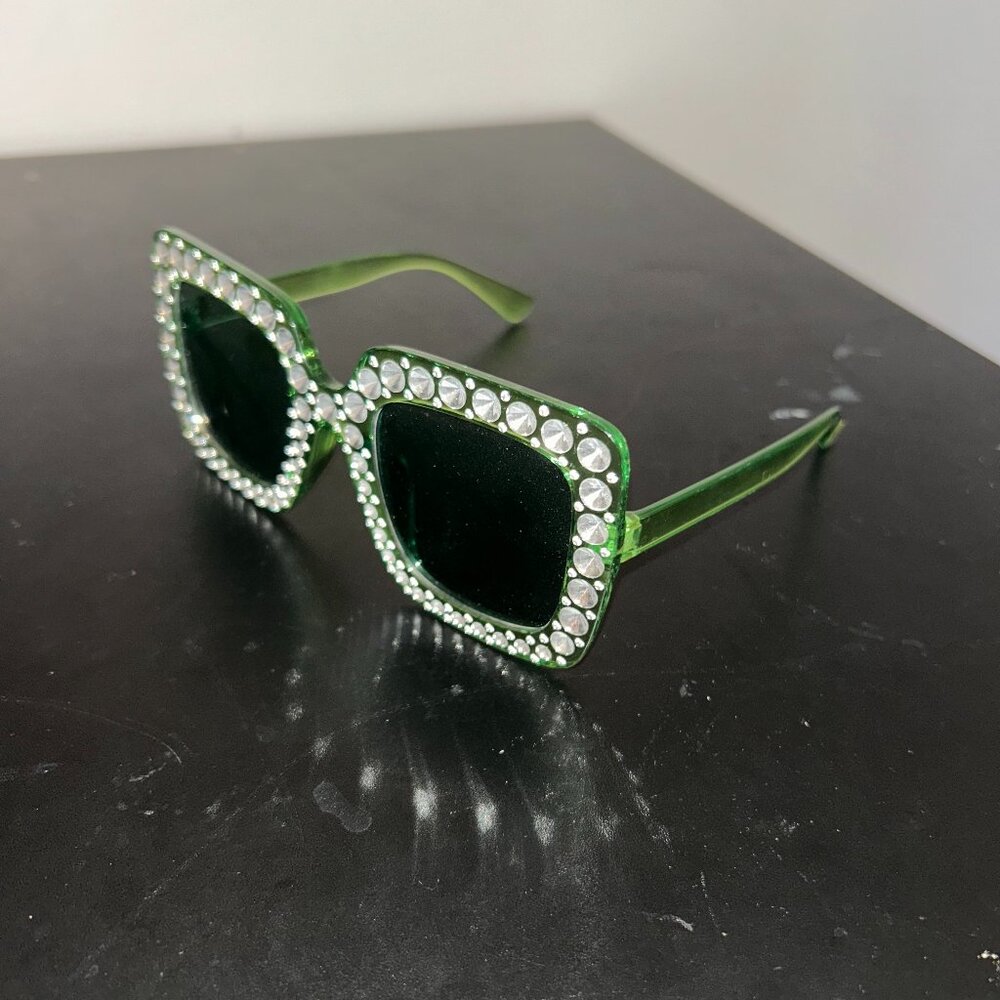 Green bejeweled sunglasses